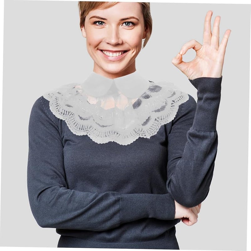 طوق قميص مزيف قابل للفصل باللون الأبيض للنساء - Image 5